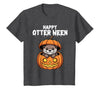Otter Halloween Lover Gift Co. Happy Otter-Ween Lazy Halloween Costume Funny Animal Pun T-Shirt - Dark Heather Grey