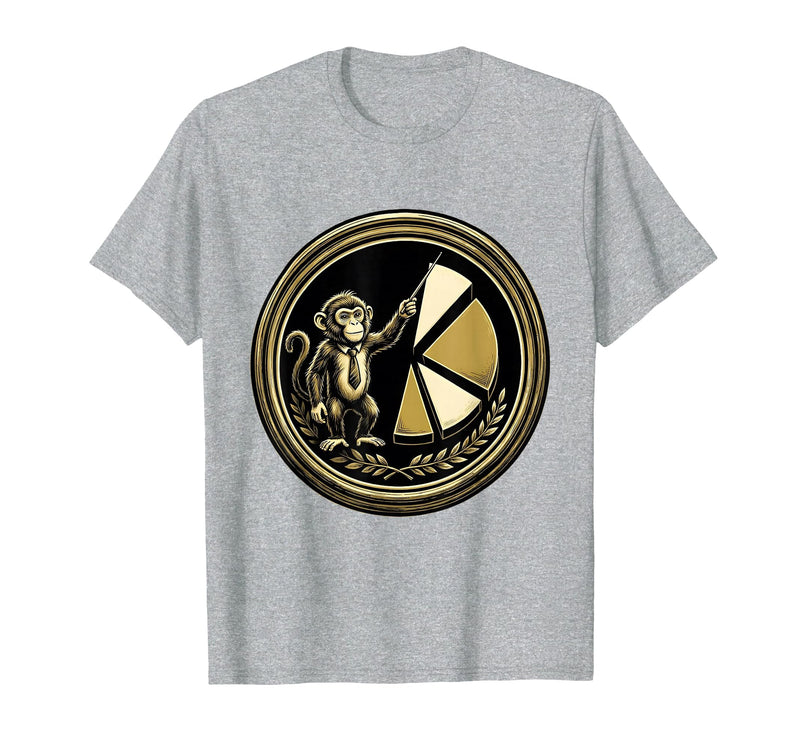 Mademark Monkey Business Pie Chart Funny Graphic Tee T-Shirt - Men - Heather Grey