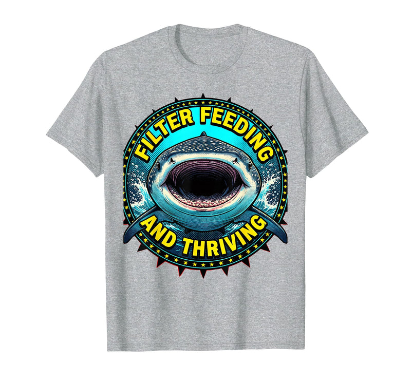 Mademark Whale Shark Filter Feeding and Thriving Design T-Shirt - Heather Grey