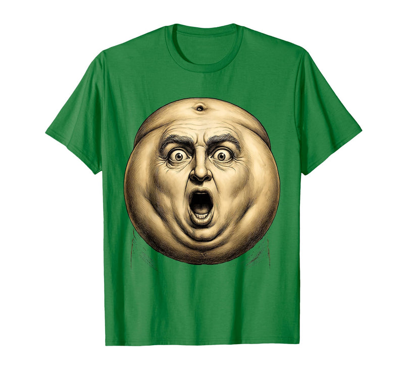 Mademark Belly Button Surprised Cartoon Face Funny Graphic T-Shirt - Men - Kelly Green