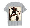 Mademark Monkey Flinging Poo at Businessman Graphic T-Shirt - Men - Heather Grey