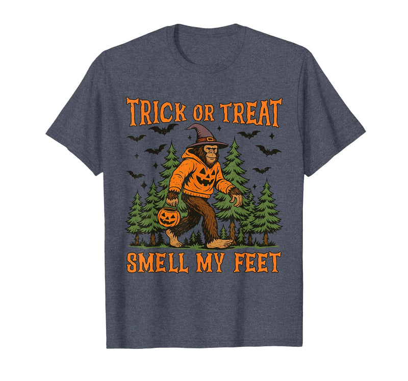 Bigfoot Halloween Costume Party Outfits Trick Or Treat Smell My Feet Bigfoot Halloween Sasquatch T-Shirt - Heather Blue