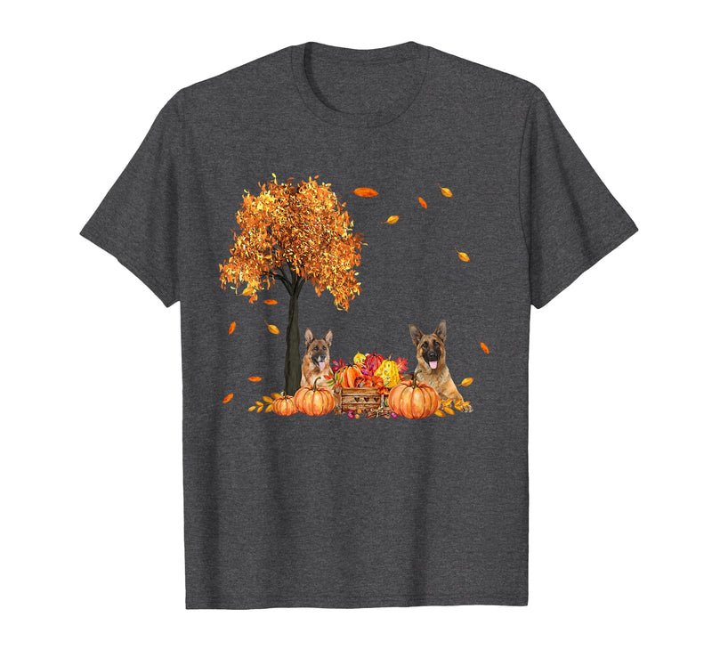 Funny German Shepherd Thanksgiving Halloween German Shepherd Autumn Leaf Fall Dog Thanksgiving Halloween T-Shirt - Dark