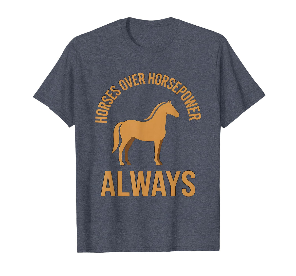 Mademark Horses Over Horsepower Always Equestrian Design T-Shirt - Men - Heather Blue