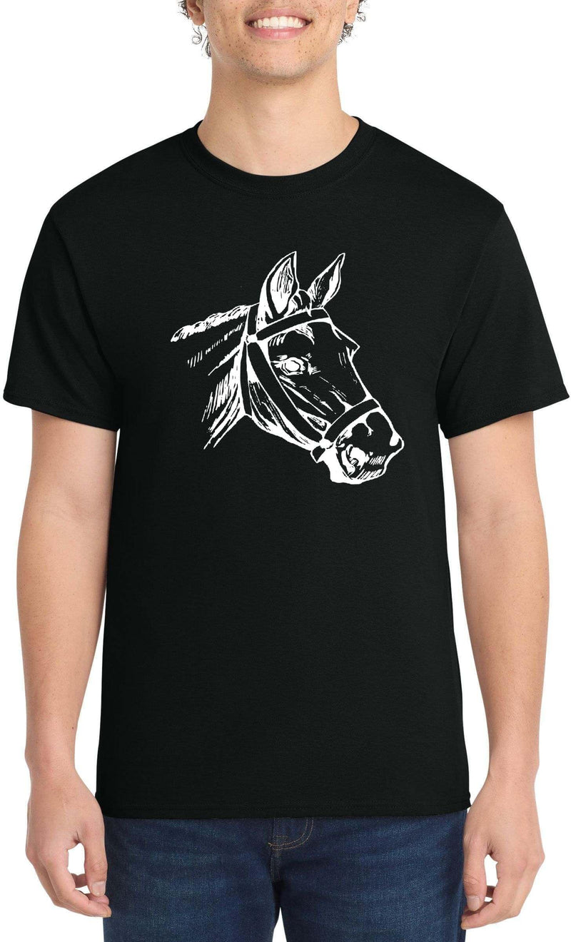 Comical Shirt Horse Graphic Top for Equestrian and Animal Lovers Cotton Tee Adult Youth Tall Men Women - Black
