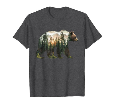 Bear Designs. Bear Forest Mountains Trees Nature Sunset Outdoor Graphic T-Shirt