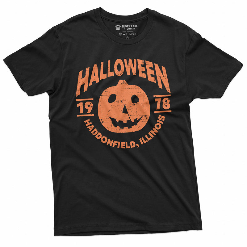 Silver Lake T-shirts Halloween Pumpkin T-Shirt Movie Popular Culture 1978 Haddonfield, Illinois Tee Shirt - Black