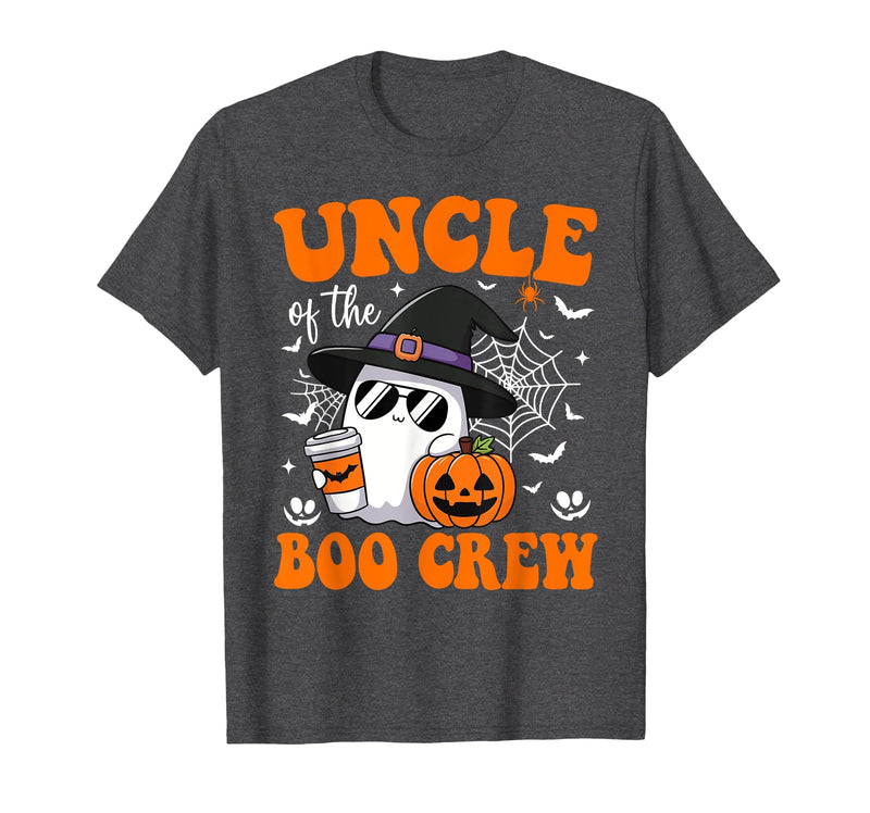 Halloween Family Matching Costume Boo Ghost Tee. Uncle Boo Crew Groovy Ghost Matching Family Halloween T-Shirt - Dark