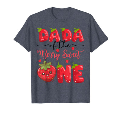 Kawaii Strawberry 1St Birthday Matching Dada of The Berry Sweet One Strawberry First Birthday T-Shirt