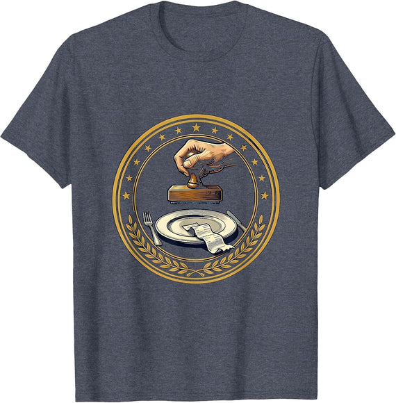 Dad Tax Funny Hand Stamping Receipt Graphic T-Shirt - Heather Blue