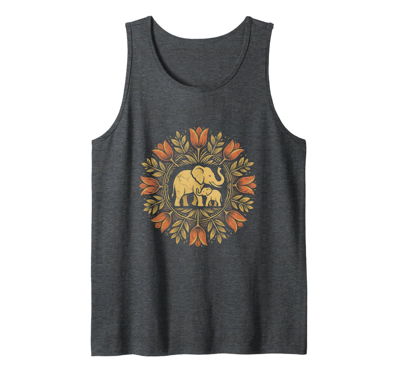 Mademark Mother Elephant Nudging Newborn Calf Maternity Tank Top - Men - Dark Heather Grey