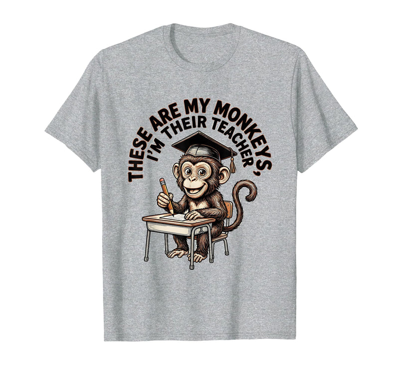 Mademark These Are My Monkeys I'm Their Teacher Circus Design T-Shirt - Men - Heather Grey