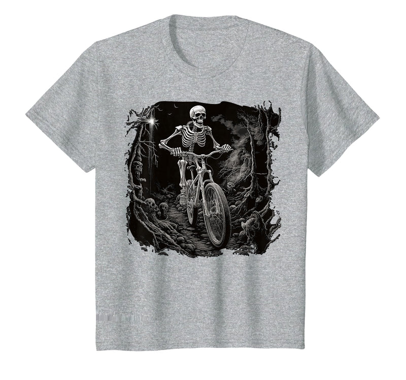 Scary Cyclist Skeleton Gifts Cycling Skeleton Mountain MTB Bicycle Cyclist Skeleton T-Shirt - Heather Grey