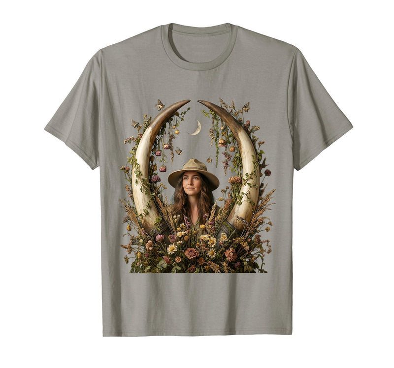 Mademark Safari Explorer Elephant Tusk Skull Framed Art T-Shirt - Men - Slate Grey