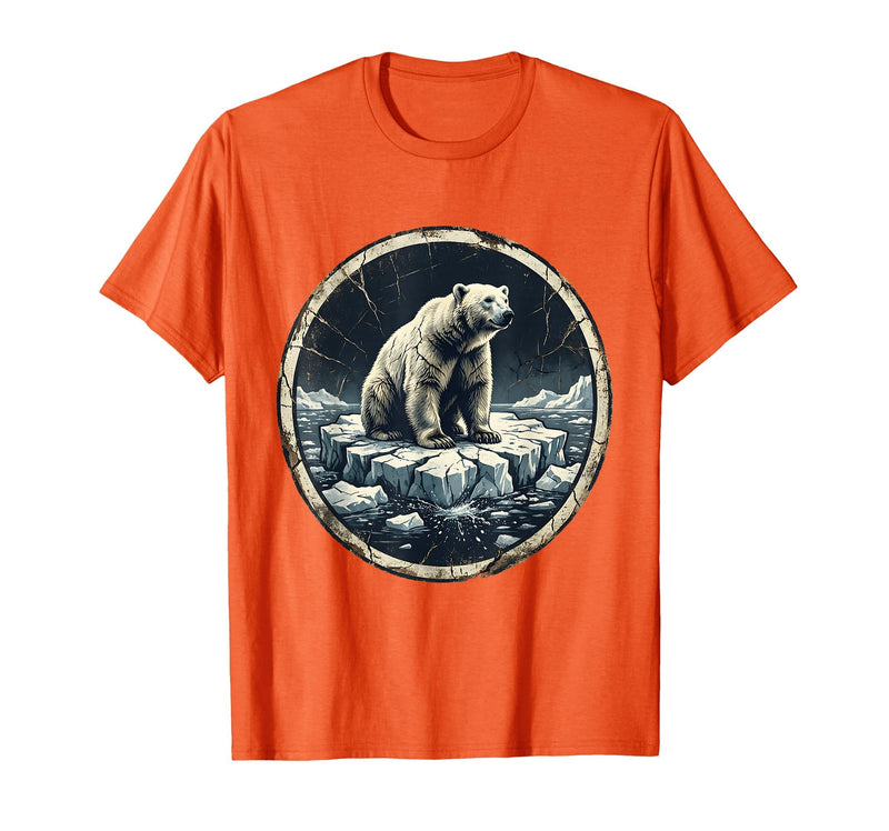 Mademark Polar Bear Drifting on Ice Floe Illustration T-Shirt - Orange