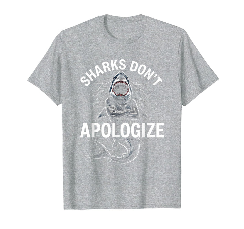 Mademark Sharks Don't Apologize Bold Women's Design T-Shirt - Heather Grey