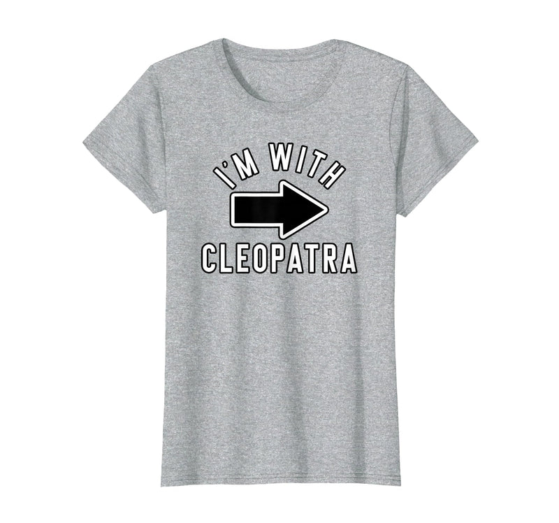 Lazy Last Minute Cleopatra Halloween Costumes Couples Halloween Costume Shirts I'm with Cleopatra T-Shirt - Heather Grey