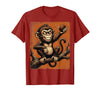 Mademark Smug Monkey Throwing Poop Funny Graphic T-Shirt - Men - Cranberry Red