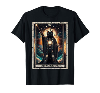 Official Cat Tarot Card Pro Graphic Print Cat Black T-Shirt