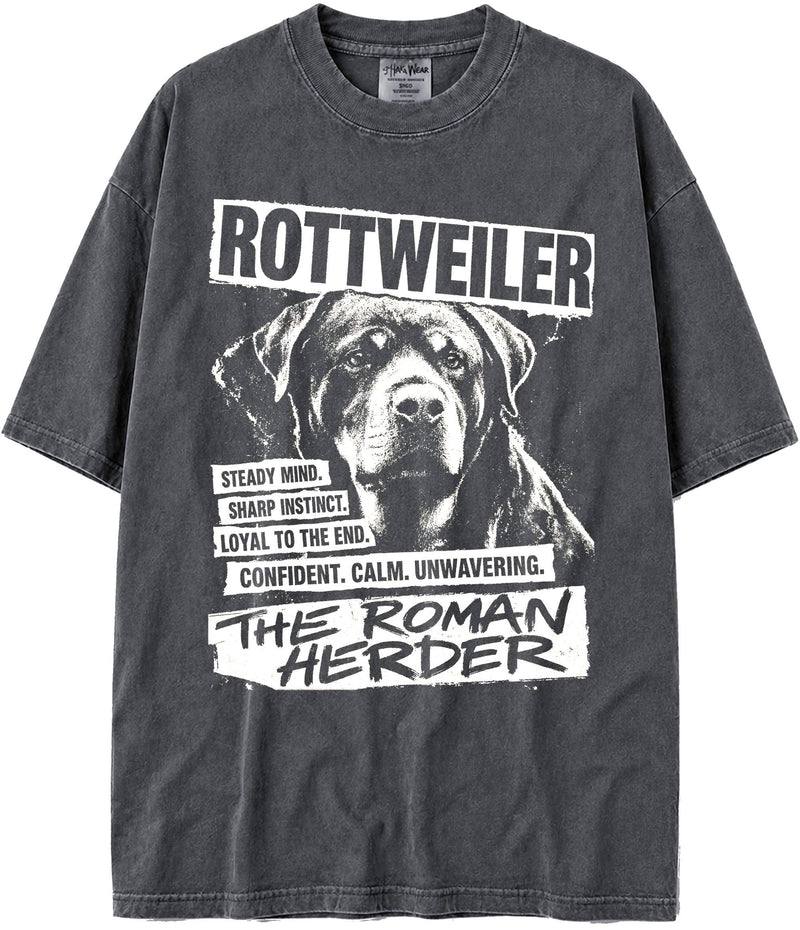 BABATEES U.S.A. MAX-Heavyweight Punk Rock Animals Shaka Wear Oversized 7.5oz Cotton Tshirt - Rottweiler