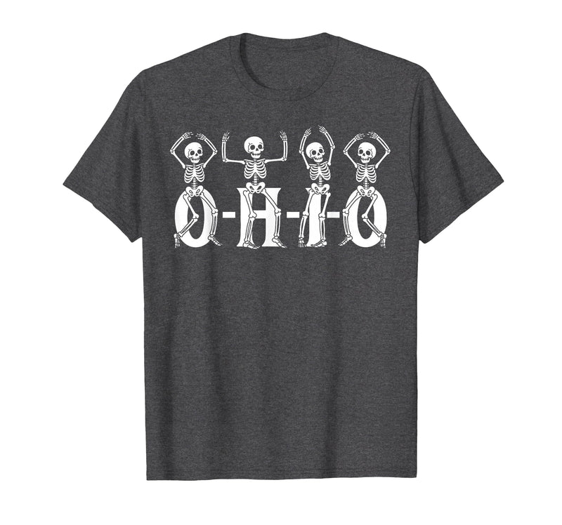 Funny O-H-I-O State Skeleton Halloween Funny O-H-I-O State Skeleton Ohio Halloween Vintage Vibe Fun T-Shirt - Dark Heather