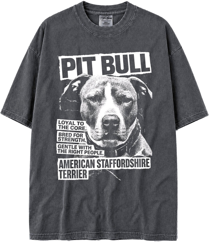 BABATEES U.S.A. MAX-Heavyweight Punk Rock Animals Shaka Wear Oversized 7.5oz Cotton Tshirt - Pit Bull