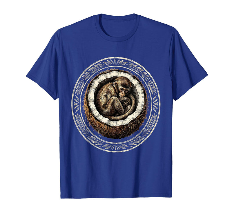 Mademark Cozy Monkey Curled in a Coconut Shell T-Shirt - Men - Royal Blue