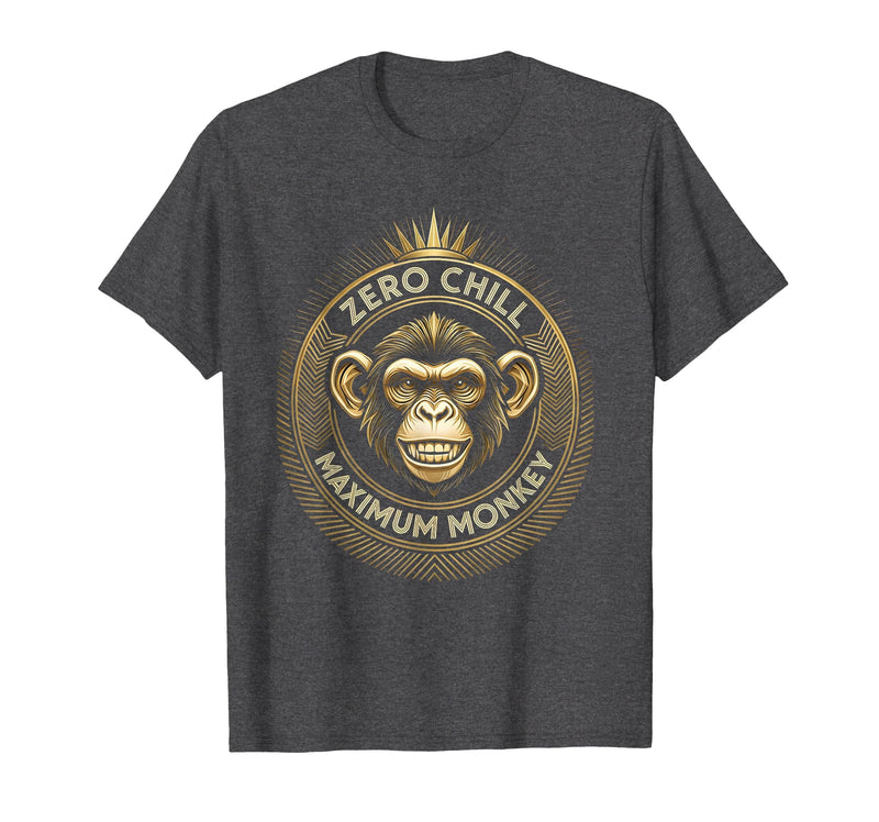 Mademark Zero Chill Maximum Monkey Fun Graphic Design T-Shirt - Men - Dark Heather Grey