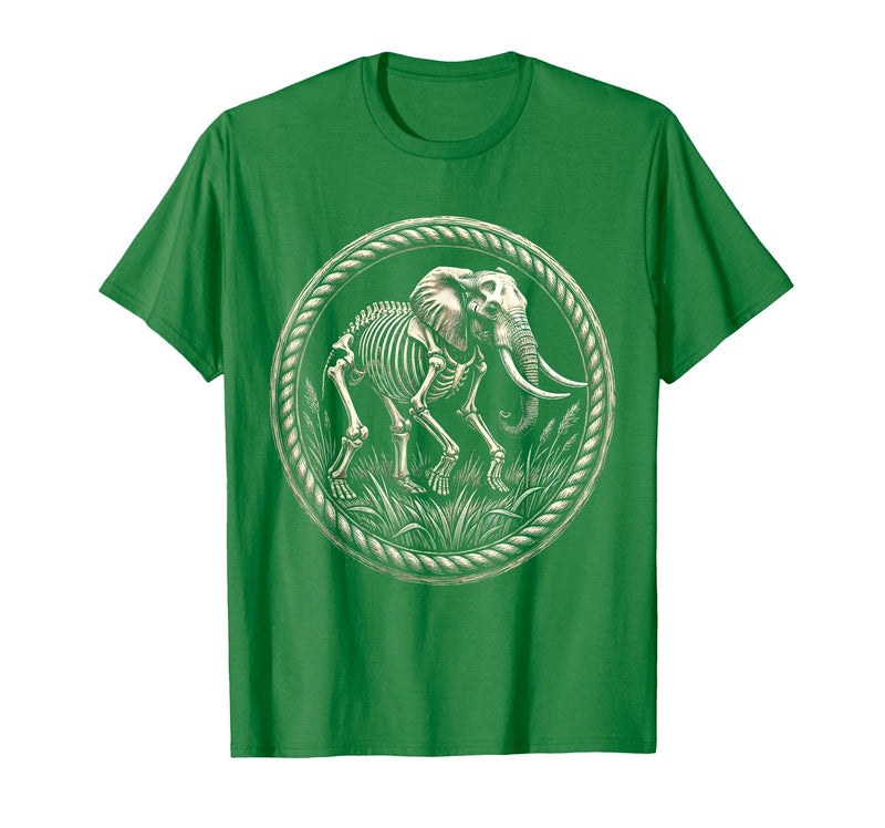 Mademark Elephant Skeleton Mid-Stride Through Tall Grass T-Shirt - Men - Kelly Green