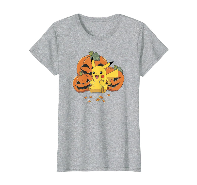 Pokémon Halloween Pikachu Cute Pumpkin Candy Corn T-Shirt - Heather Grey