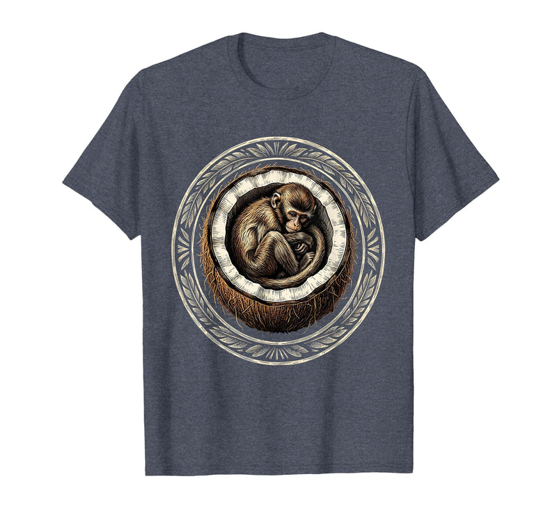Mademark Cozy Monkey Curled in a Coconut Shell T-Shirt - Men - Heather Blue