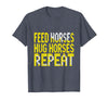 Mademark Feed Horses Hug Horses Repeat Riding Design T-Shirt - Men - Heather Blue