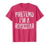 Funny Halloween Party Matching Family Costumes Tee Pretend I'm A Rockstar Costume Family Halloween Rock Star T-Shirt - Red