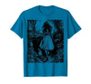 Alice in Wonderland - Down the Rabbit Hole Fantasy Vintage T-Shirt in Sapphire Blue