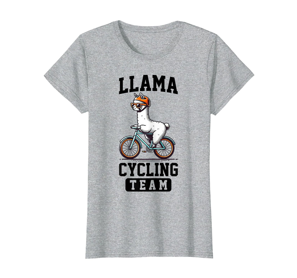Bicycle Riding Animals Co. Llama Cycling Team Riding Bicycle T-Shirt - Heather Grey