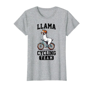 Bicycle Riding Animals Co. Llama Cycling Team Riding Bicycle T-Shirt - Heather Grey