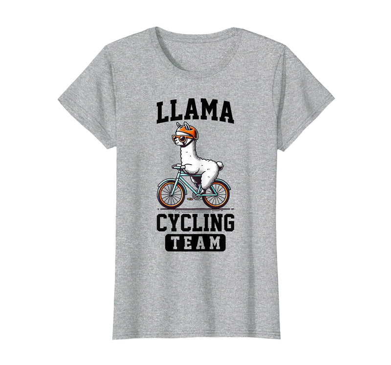 Bicycle Riding Animals Co. Llama Cycling Team Riding Bicycle T-Shirt - Heather Grey