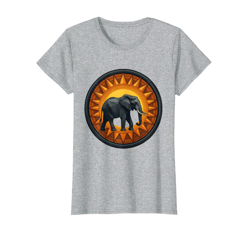 Mademark Elephant Silhouette Giant Sunset Graphic T-Shirt - Women - Heather Grey