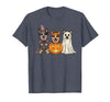 Funny Retro Australian Cattle Dog Halloween Witch Spooky Ghost Blue Heeler Pumpkin Halloween Dog Lover T-Shirt - Heather Blue