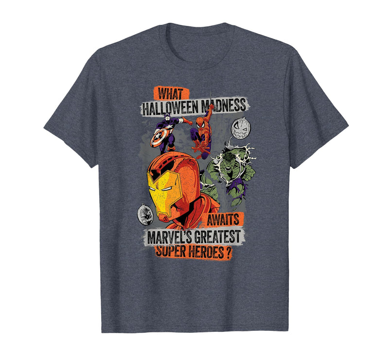 Marvel Halloween Madness Awaits the Greatest Super Heroes T-Shirt - Heather Blue