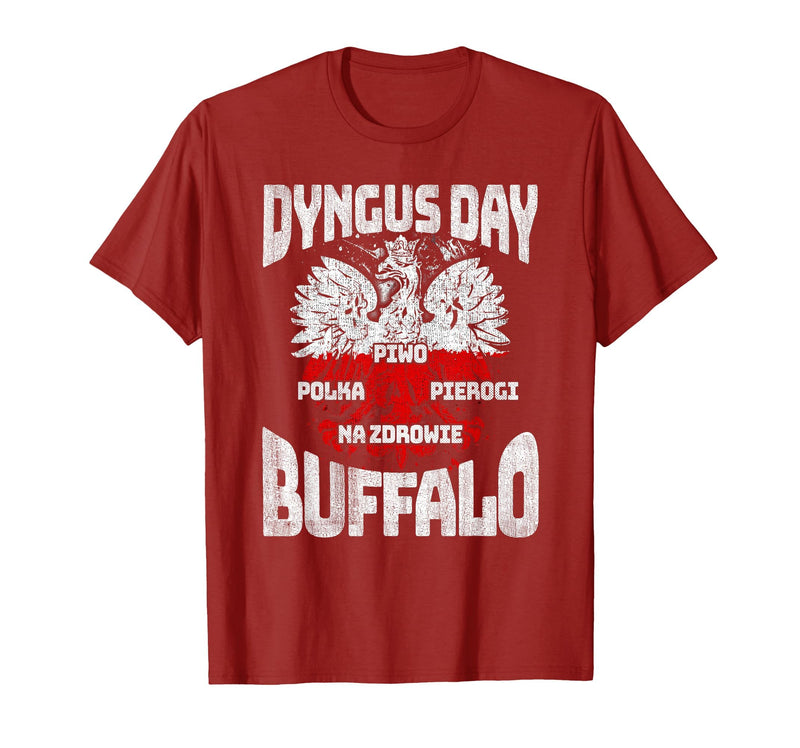 Polish Heritage Gifts Dyngus Day Buffalo New York Piwo Polka Pierogi Na Zdrowie T-Shirt - Cranberry Red