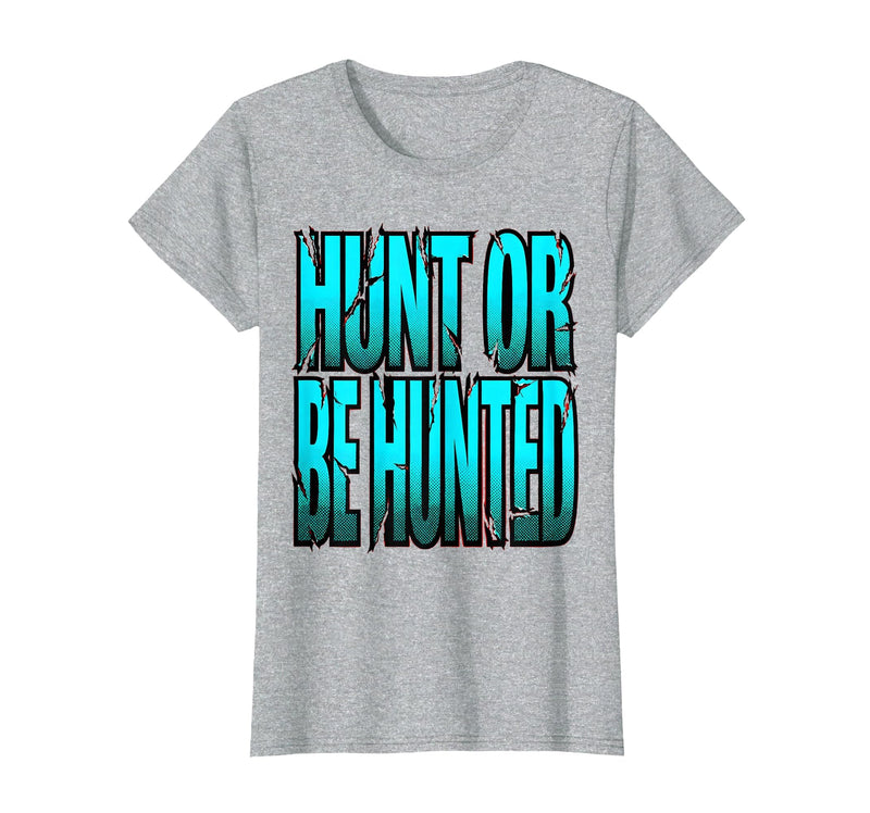 Mademark Hunt or Be Hunted Fierce Shark Design T-Shirt - Heather Grey