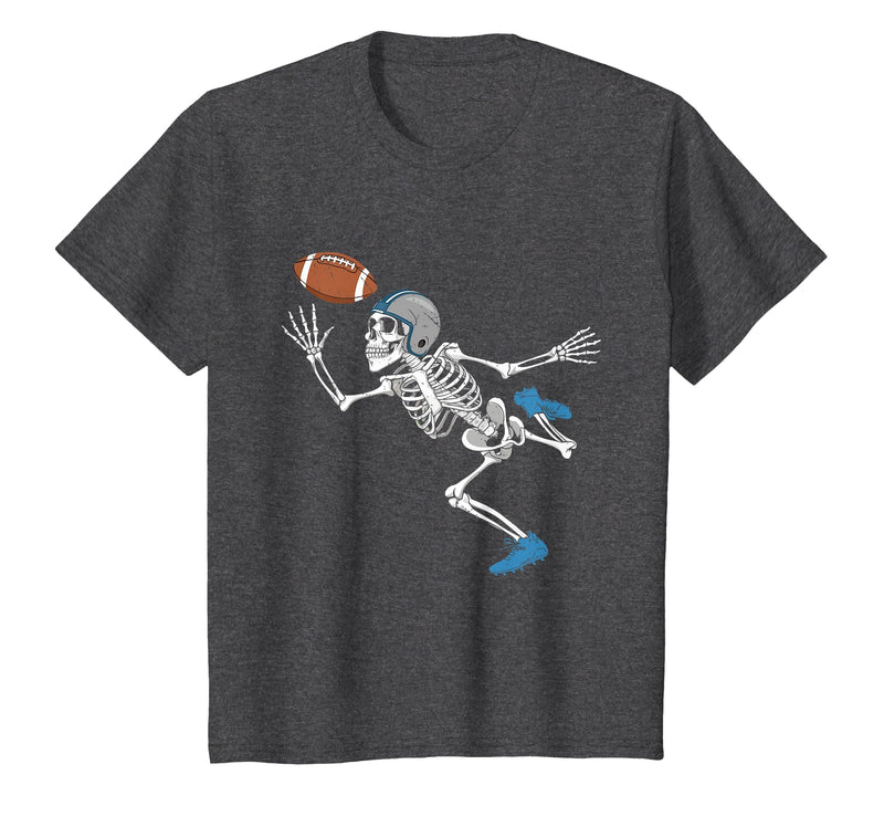 Halloween Shirts Women Men Kids Football Skeleton Halloween Player Catcher Mens Boys Kids T-Shirt - Dark Heather Grey