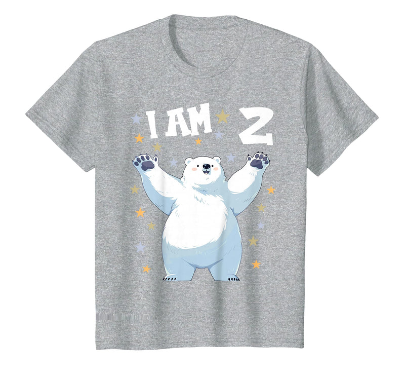 2 years old 2nd birthday Polar Bear Kids 2 Years Old 2 Birthday Polar Bears Boy Girl Polar Bear T-Shirt - Heather Grey