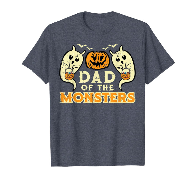 Mens Halloween Shirts For Dad Daddy Papa Men Halloween Dad of Monsters Funny Family Costume Papa Daddy T-Shirt - Heather Blue