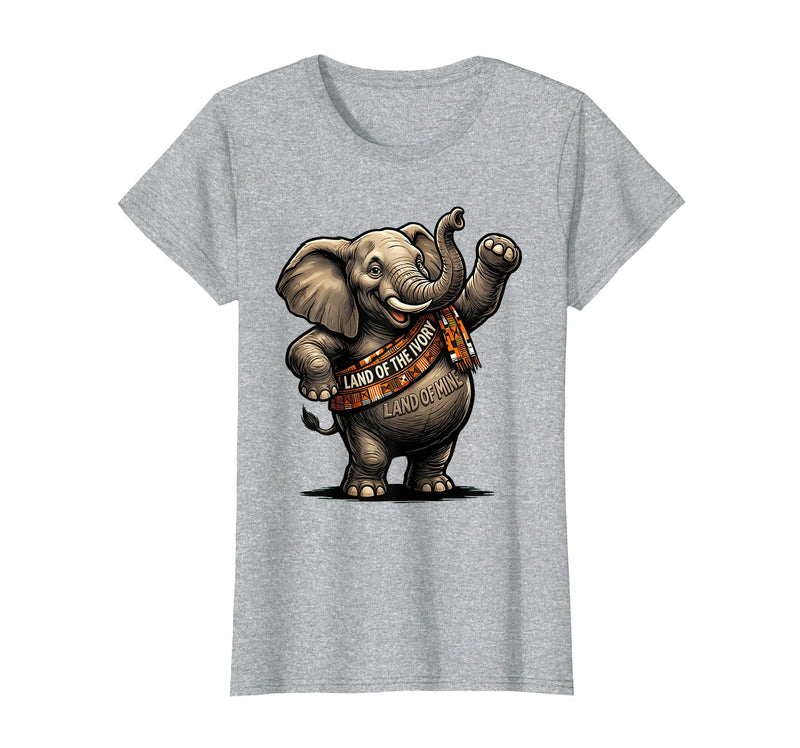 Mademark Land Of The Ivory, Land Of Mine Patriotic Elephant Design T-Shirt - Women - Heather Grey