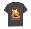 Boo Watercolor Pumpkin Cup Light Witch Hat Bottle Bourbon My Favorite Spirit is Bourbon Happy Halloween Boo T-Shirt - Dark