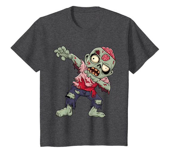 Halloween Shirts Women Men Kids Dabbing Zombie Brain Halloween Scary Dab Dance Boys Teen Men T-Shirt - Dark Heather Grey