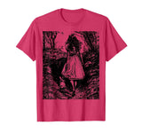 Alice in Wonderland - Down the Rabbit Hole Fantasy Vintage T-Shirt in Red Heather