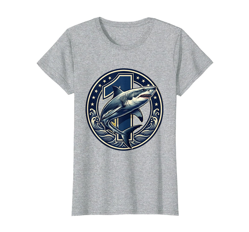 Mademark Shark Swimming Through 10 Banner 10th Birthday T-Shirt - Heather Grey